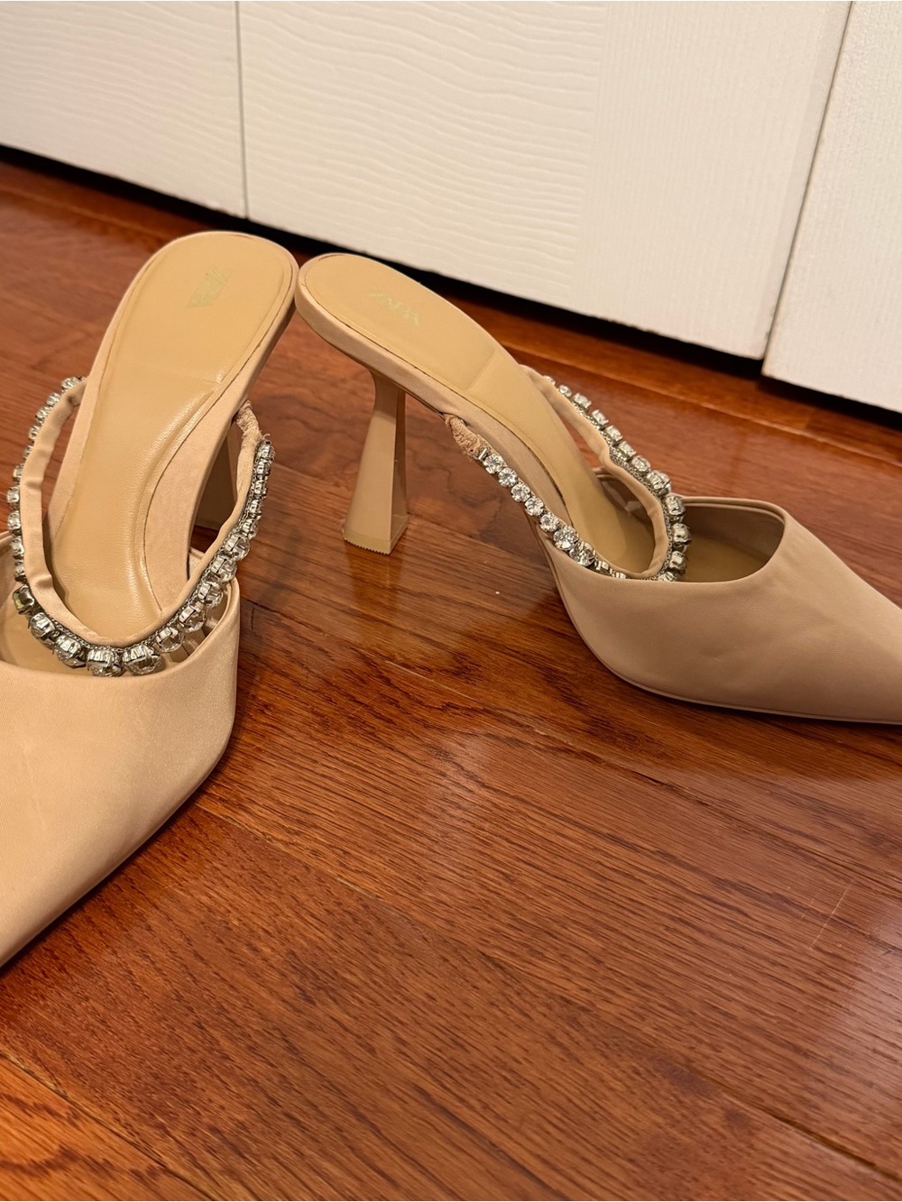 Zara Jeweled Satin Mule Nude - Picture 10 of 12